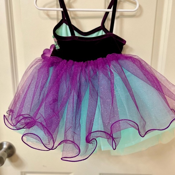 Girls Curtain Call Tiny Dancer Teal and Purple Sequin Dance Costume Size CXS - Picture 5 of 7